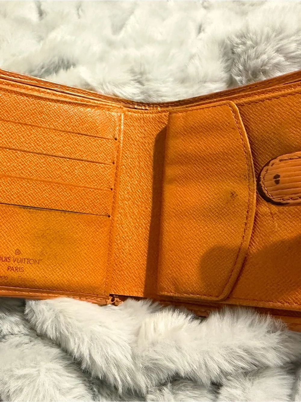 Louis Vuitton Orange Epi Leather Snap Wallet